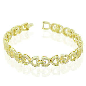 yzuXbg@ANZT?@X^[OVo[ejXuXbg925 sterling silver yellow goldtone clear cz dlink tennis bracelet, 7