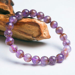 yzuXbg@ANZT?@9mmcacoxenite`uXbgaaa9mm natural cacoxenite purple rutilated quartz crystal beads bracelet aaa