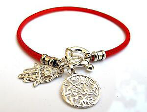 �y���������z�u���X���b�g�@�A�N�Z�T��?�@�X�L�[�}�u���X���b�gkabbalah red string shema blessing hamsa evil eye silver charms bracelet leather