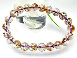 yzuXbg@ANZT?@`EhuXbg9mm 4a natural cacoxenite rutilated quartz crystal round bracelet gift bl2673