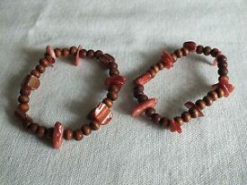 【送料無料】ブレスレット　アクセサリ—　ストレッチブレスレットカッパーブラウンビーズワイドセットbeautiful stretch bracelet set 2 copper brown beads 12 wide cute