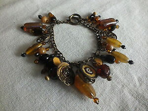 �y���������z�u���X���b�g�@�A�N�Z�T��?�@�g�O���N���X�v�u���X���b�g�S�[���h�g�[���r�[�Ybeautiful toggle clasp bracelet gold tone bead charms 15 wide x 7 34 long