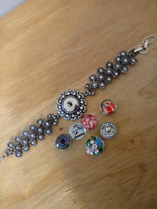 �y���������z�u���X���b�g�@�A�N�Z�T��?�@�X�i�b�v�u���X���b�g�X�i�b�v listingrhinestone silvertone snap bracelet with six 18mm snaps