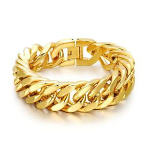 yzC^A@uXbg@OuXbgtBlarge et gros bracelet acier inoxydable dor lor fin grosses mailles 225cm