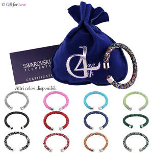 【送料無料】イタリアン ブレスレット カフシルバースワロフスキーオリジナルセミリジッドbracciale donna argento swarovski element originale g4love cristalli semi rigido