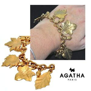 �y���������z�C�^���A���@�u���X���b�g�@�A�K�T�u���X���b�gagatha bracelet couleur or grosse maille breloques feuilles 21cm bijou