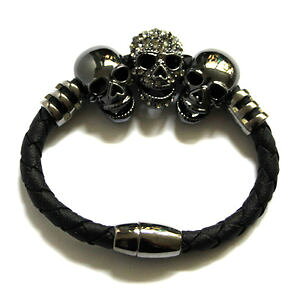 �y���������z�C�^���A���@�u���X���b�g�@�o�g���[�E�B���\���N���X�^���s���[�^�[�g�[���X�J���R�[�h�u���X���b�gbutler e wilson 3 cristallo peltro tono teschio magnetico cord braccialetto nuovo