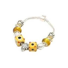 【送料無料】イタリアン　ブレスレット　クロスイエロービーズペンダントブレスレットビーズtoc beadz croce giallo perlina ciondolo braccialetto con perline