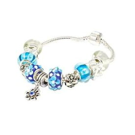 【送料無料】イタリアン　ブレスレット　ブレスレットtoc beadz fiore blu cristallo braccialetto della perla di fascino