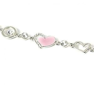 �y���������z�C�^���A���@�u���X���b�g�@�s���N�Z�b�g�J�t�����N�T�[�N���p�b�Nsilvertone amp; rosa set di strass cuore amp; bracciale link cerchio 75 confezione da 10