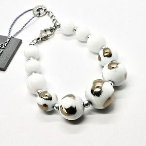 �y���������z�C�^���A���@�u���X���b�g�@�J�t�x�j�X�����m�K���X�V���o�[bracciale antica murrina venezia con vetro di murano bianco e argento br813a01