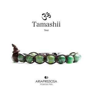 �y���������z�C�^���A���@�u���X���b�g�@�J�t�`�x�b�g�O���[���X�g���C�vtamashii bracciale tibet etno monaci buddhisti agata verde striata bhs900140