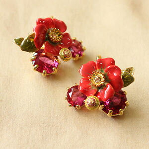 yzC^A@uXbg@COGisNNX^orecchini a monachella fiore smalto rosso cristallo rosa originale matrimonio l6