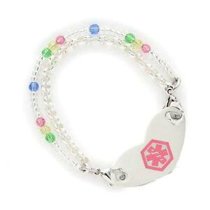 yzC^A@uXbg@t@bVA[gX`[^OC`r[YuXbgfashion alert medical s tag id in acciaio 75 pollici 2 stranded colorati perline braccialetto