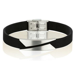�y���������z�C�^���A���@�u���X���b�g�@�u���X���b�g�X�`�[��bracciale breil rebel uomo acciaio, pelle nero tj2132