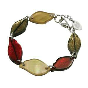 �y���������z�C�^���A���@�u���X���b�g�@�V�F���u���X���b�g�V���o�[laurel foglie autunno shell bracciale resina argentato