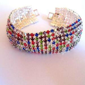 yzC^A@uXbg@ejXuXbgJ[Vo[bracciale tennis donna colore argento 8 file di zirconi multicolori 20 cm 219 a