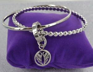 �y���������z�C�^���A���@�u���X���b�g�@�V���o�[�u���X���b�g�Z�b�g�_�u���u���X���b�gstargems autentico argento ali dangelo unite bracciale con charm braccialetto doppio set regalo