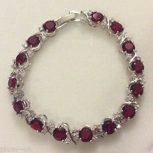 yzC^A@uXbg@r[bhVo[uXbgzCggb rosso rubino argento bracciale 18ct bianco gf sw elementi boxed 7 18 cm x 8mm