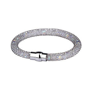 【送料無料】イタリアン ブレスレット ステンレススチールブレスレットカフgariella bracciale da donnabracciale in acciaio inox lucidata, con cristalli, 22 cm