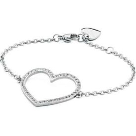 【送料無料】イタリアン　ブレスレット　スワロフスキーハートペンダントステンレススチールカフbracciale brosway da donna per ragazza in acciaio con swarovski cuore ciondolo