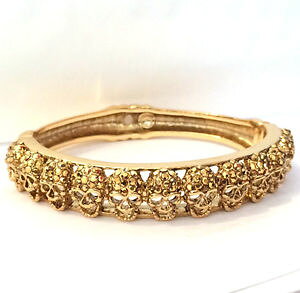 �y���������z�C�^���A���@�u���X���b�g�@�o�g���[�E�B���\���S�[���h�N���X�^���X�J���R�C���u���X���b�gbutler e wilson oro teschio di cristallo sottile bottone bracciale rigido nuova