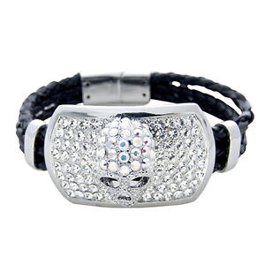 �y���������z�C�^���A���@�u���X���b�g�@�o�g���[�P�[�u���E�B���\���N���X�^���X�J���u���X���b�gbutler e wilson clear crystal skull su cavo bracciale magnetico nuovo