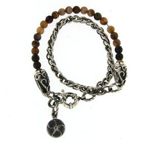 �y���������z�C�^���A���@�u���X���b�g�@�J�t���m�E�`�F�[���u��bracciale portonovo stone doppio giro in agata variegata e catena refbra04031