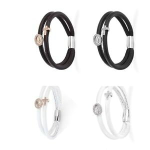 �y���������z�C�^���A���@�u���X���b�g�@�_�u���X�L�����b�v�A�[�����N���X�}�h���i�V���o�[�u���X���b�gbracciale in pelle doppio giro amen charm croce e madonna zirconata argento 925