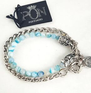 yzC^A@uXbg@Jt_uAK^wu[u`F[ubracciale portonovo stone doppio agata striata celeste e catena refbra04021