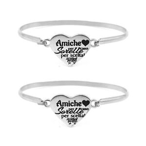 �y���������z�C�^���A���@�u���X���b�g�@�_�u�����^���u���X���b�gdoppio bracciale rigido schiava capritaly in acciaio con frase incisa sorelle