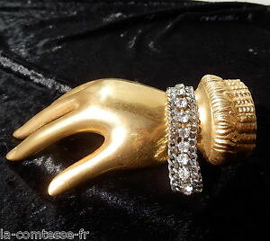 �y���������z�C�^���A���@�u���X���b�g�@�u���X���b�g�r���e�[�W�����B�G�[��bracelet vintage tres joli double chaine rhodie et 22 strass en riviere