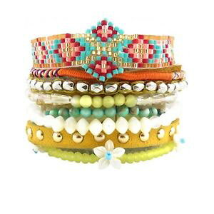 �y���������z�C�^���A���@�u���X���b�g�@�u���X���b�g�}���`�A���n�k�tbracelet bresilien multi liens *hipanema* aloha taille l 19cm neuf