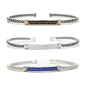 �y���������z�C�^���A���@�u���X���b�g�@�V���o�[�u���X���b�g�W�F���obracciale rigido gerba 3050 in argento 925 con pav di zirconi