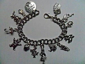 �y���������z�C�^���A���@�u���X���b�g�@�����_�[�����h�u���X���b�g�V���o�[�A���Xfatto a mano argento alice nel paese delle meraviglie bracciale con 14 charms