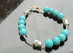 yzC^A@uXbg@^[RCYgRuXbgr[YX^[OVo[GhobNturchese e skull bracciale con perline toho 925 argento sterling estremit e fibbia