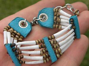 yzC^A@uXbg@VF{[^[RCYJtXgbvfatto a mano dentalium conchiglie ossa bracciale turchese cinturino di pelle