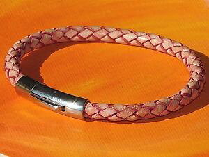 yzC^A@uXbg@AeB[NsNX`[uXbgCxCA[gladiesda uomo 5mm rosa antico in pelle intrecciata amp; bracciale in acciaio da lyme bay arte