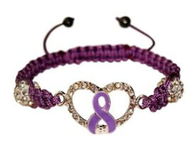 【送料無料】イタリアン　ブレスレット　パープルブレスレットラインストーンビーズpurple epilepsy fibromyalgia awareness bracelet with rhinestone beads amp; heart