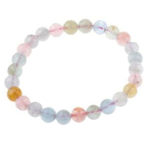 �y���������z�C�^���A���@�u���X���b�g�@���E���h�r�[�Y�u���X���b�gbracciale con elastico rotondo perline morganite gemstone crystal elastico