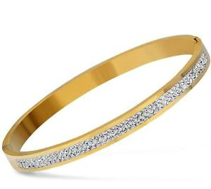 �y���������z�C�^���A���@�u���X���b�g�@�u���X���b�g�X�e�����X�X�`�[�����[���C���X�g�[���N���X�^���u���X���b�gdue bracciali donna riga cristallo strass pave bracciali donna in acciaio inox