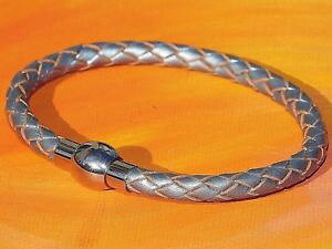 yzC^A@uXbg@^bNVo[AvXeXX`[uXbgCxCA[gdonna 5mm metallica argento in pelle amp; bracciale in acciaio inossidabile da lyme bay