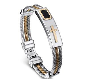 yzC^A@uXbg@P[uVo[S[hJtuXbgNXXeXX`[Ccroce in acciaio inox di qualit wire del cavo silver oro bracciale braccialetto uomo do