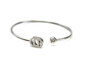 �y���������z�C�^���A���@�u���X���b�g�@�u���X���b�g�_�u��bc3031e bracelet jonc ouvert acier argent avec double cercles strass et pi