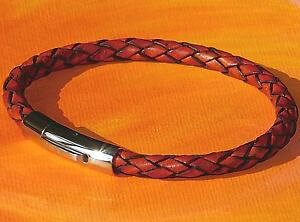 yzC^A@uXbg@X`[uXbgCxCA[gladiesda uomo 5mm rossomarrone in pelle intrecciata amp; bracciale in acciaio a lyme bay arte
