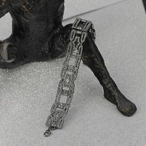 �y���������z�C�^���A���@�u���X���b�g�@�J�t�u���b�N�V���o�[�A�[���f�R�N���X�^���W�I���g���b�N���g��bracciale argento nero art deco geometrica cristallo matrimonio retr ct1