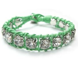 【送料無料】イタリアン　ブレスレット　ラインストーンクリスタルクリアカフストラップブレスレットnuovo bracciale verde con strass crystalcristallo chiaro intrecciato bracciale cordino