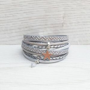 �y���������z�C�^���A���@�u���X���b�g�@�u���X���b�g�X�^�[�l�b�N���Xbracciale con charm stella wrapgrigio star amp; stone fascino girocollo