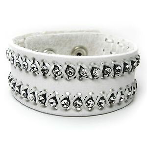 【送料無料】イタリアン ブレスレット ホワイトクリスタルカフブレスレットnuovo 16cm18cm bracciale in vera pelle bianco stella cristallo bracciale ottica