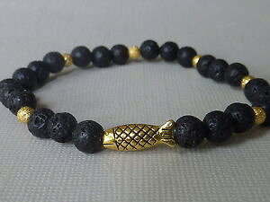 �y���������z�C�^���A���@�u���X���b�g�@�p�[���u���X���b�glava bracciale perla con pesce oro 6 mm nero oro 7087